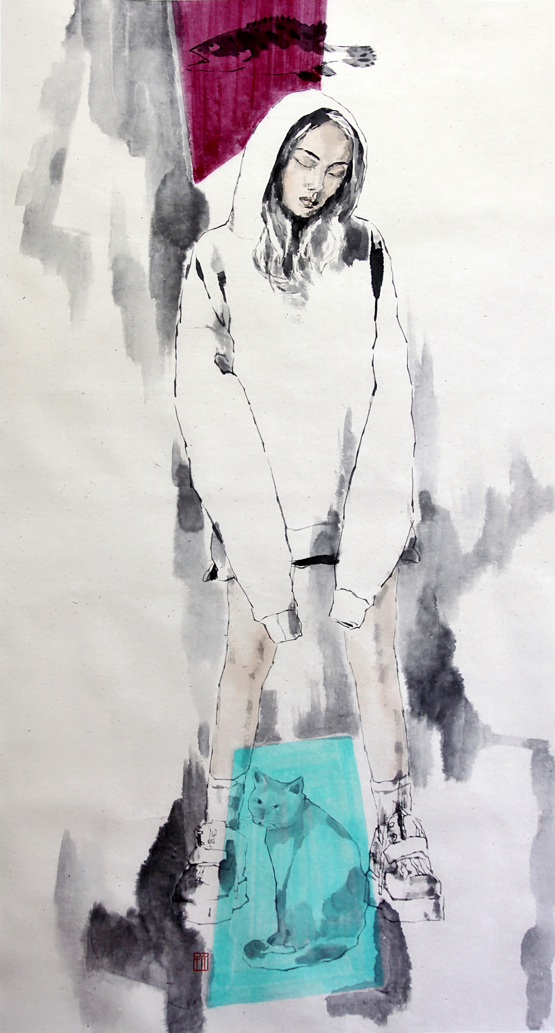 雷维《刹那间-5》 纸本水墨 180cm×97cm 2018年.jpg